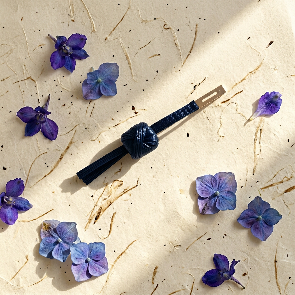 Indigo Dusk — A single pankou knot in deep indigo silk — quiet, like ink drying on rice paper.